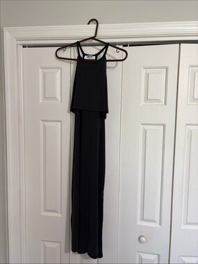 Black Halter-Style Maxi Dress with peekaboo sides